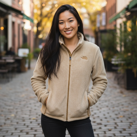 The North Face Osito Fleece Jacket Women's XL Flax Beached Sand Full Zip - Picture 1 of 8
